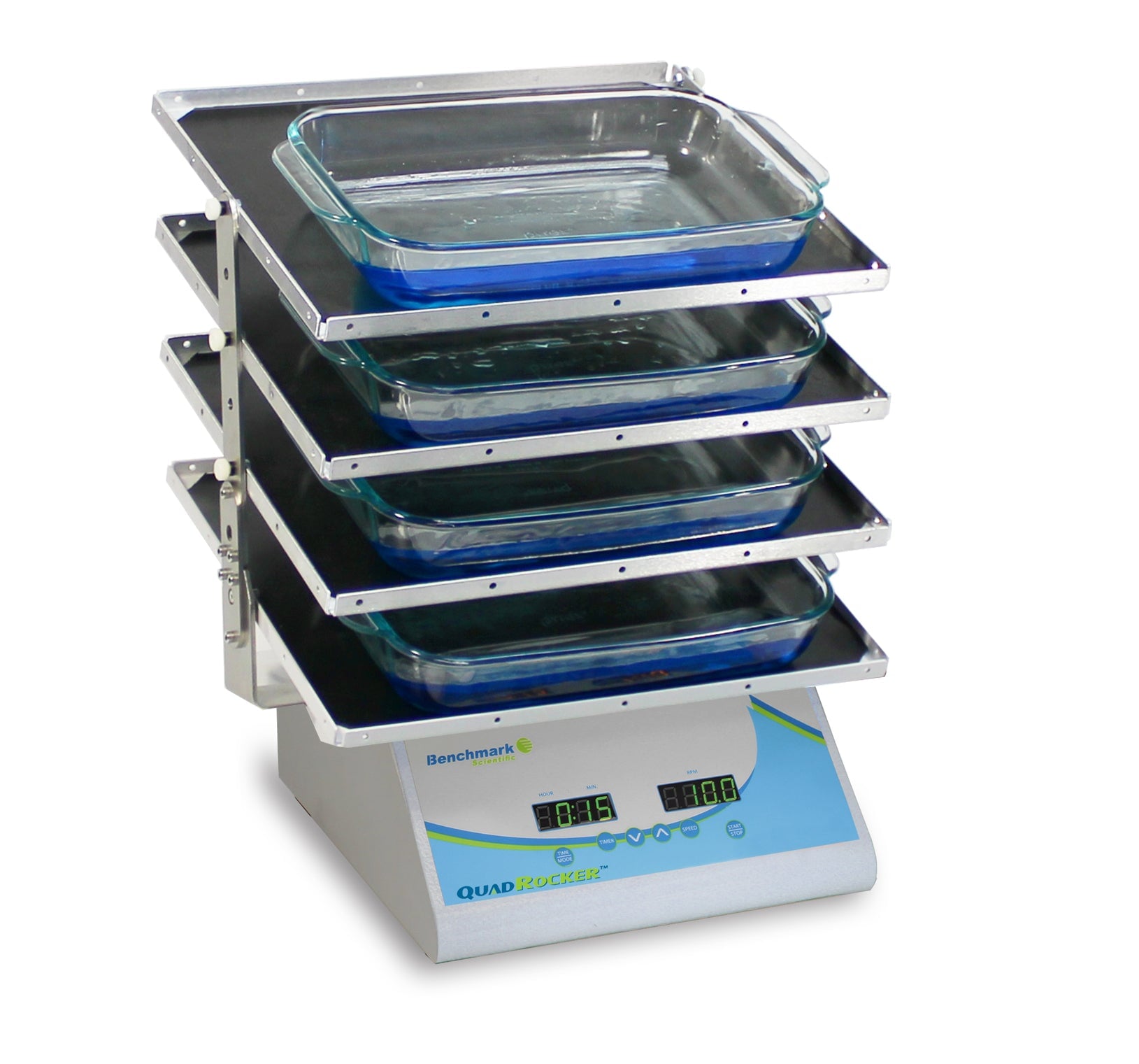 Benchmark Scientific BR5404 QuadRocker with Four Non-Slip Rubber Mat Platforms, 115V with US Plug