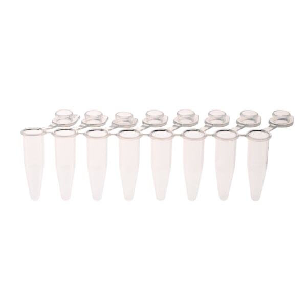 Celltreat 230461 PCR 8-Strip Tubes, 0.2mL, Separable, Attached Flat Caps, Clear, 120/pk