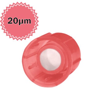 MTC Bio T9009-20 Strainer Cap for 12x75mm FlowTubes™ FACS tubes and culture tubes, with 20µm strainer mesh, transluscent red, sterile, 500/pack