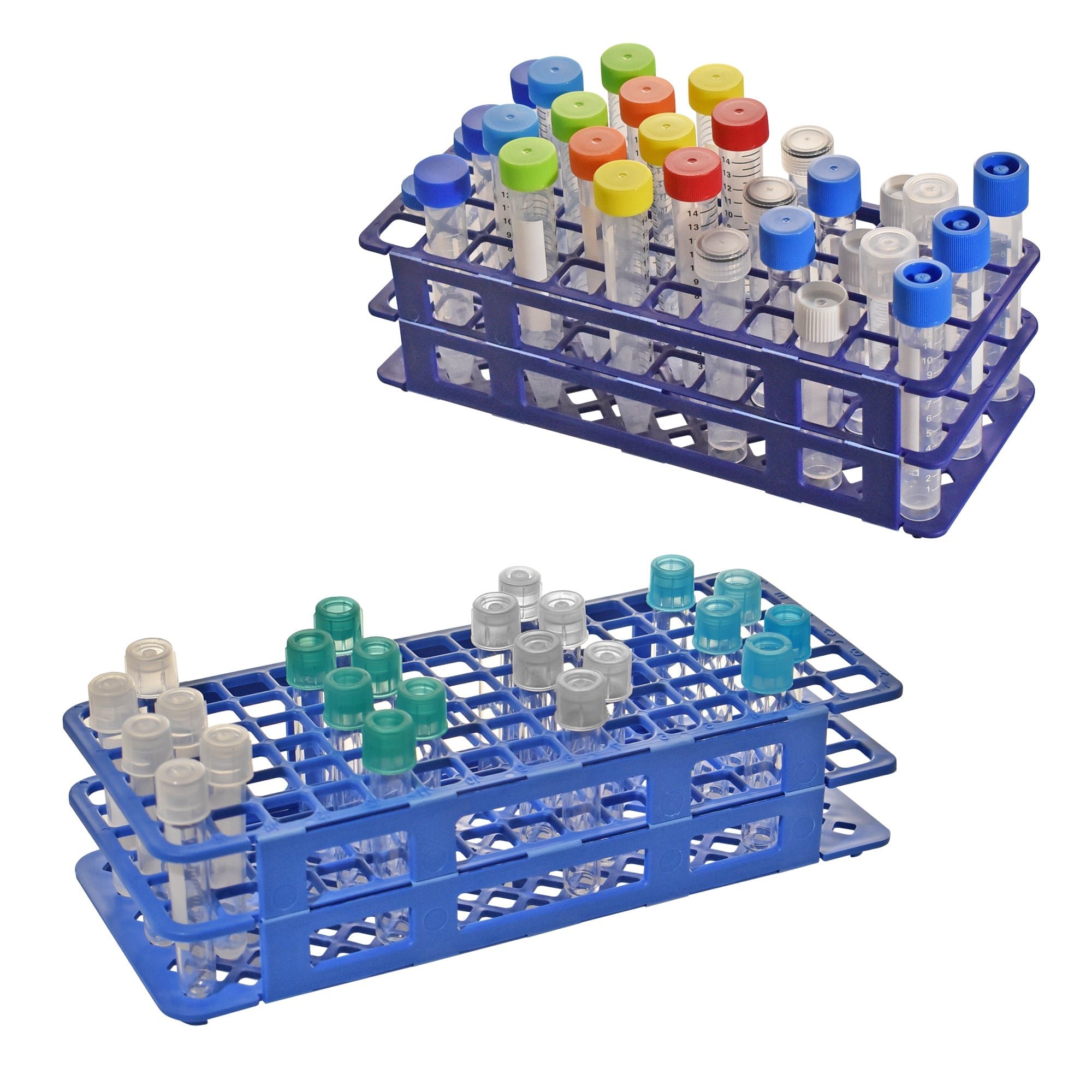 MTC Bio R1115 Test Tube Rack, 90-Place (6 rows of 15), fits 12-14mm Diameter Tubes, for Test, Culture, and FACS Tubes, 5/pk