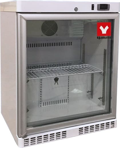 YAMATO UCR-001G UNDERCOUNTER & COUNTERTOP REFRIGERATOR 2ºC to 8ºC, 2.64 cu.ft. With Glass Door, Auto Defrost, 115V