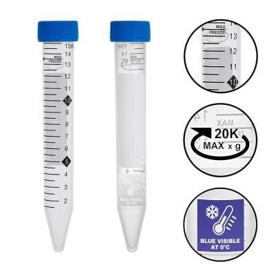 MTC Bio C2803 ProSeries™ High Performance Centrifuge Tubes, 50mL, 20,000xg max RCF, sterile, w/ Hi-Viz Graduations and FreezeTech Temperature Indicator Patch, 500/cs