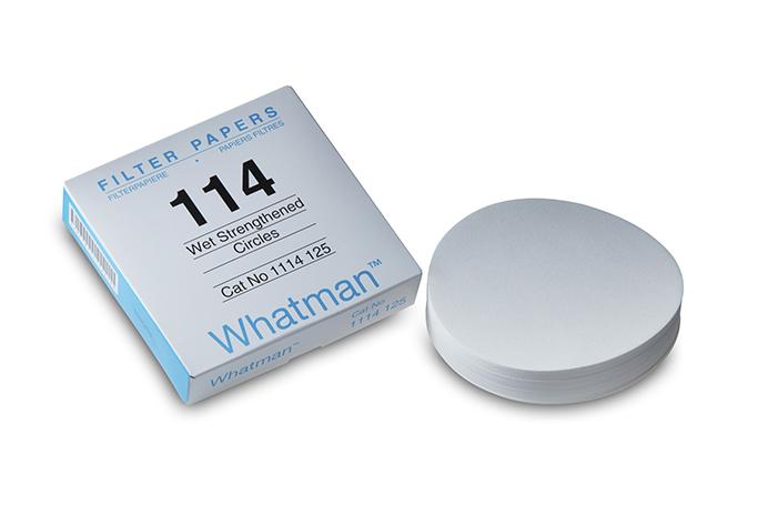 Whatman 1114-125 Filter Circles, 125mm Dia, Wet Strengthened Grade 114, 100/pk (PN:1114-125)